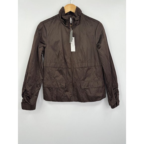 Chico's Texture Shine Tyla Zip Water Resistant Jacket Brown Size 1(8) NEW - Picture 1 of 4